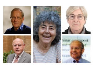 From Top left: Prof Adrian Wood; Prof Valpy Fitzgerald; Prof Frances Stewart; Prof Barbara Harriss-White; Prof Sanjaya Lall